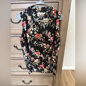 Rose & Olive Black Floral Sleeveless Blouse